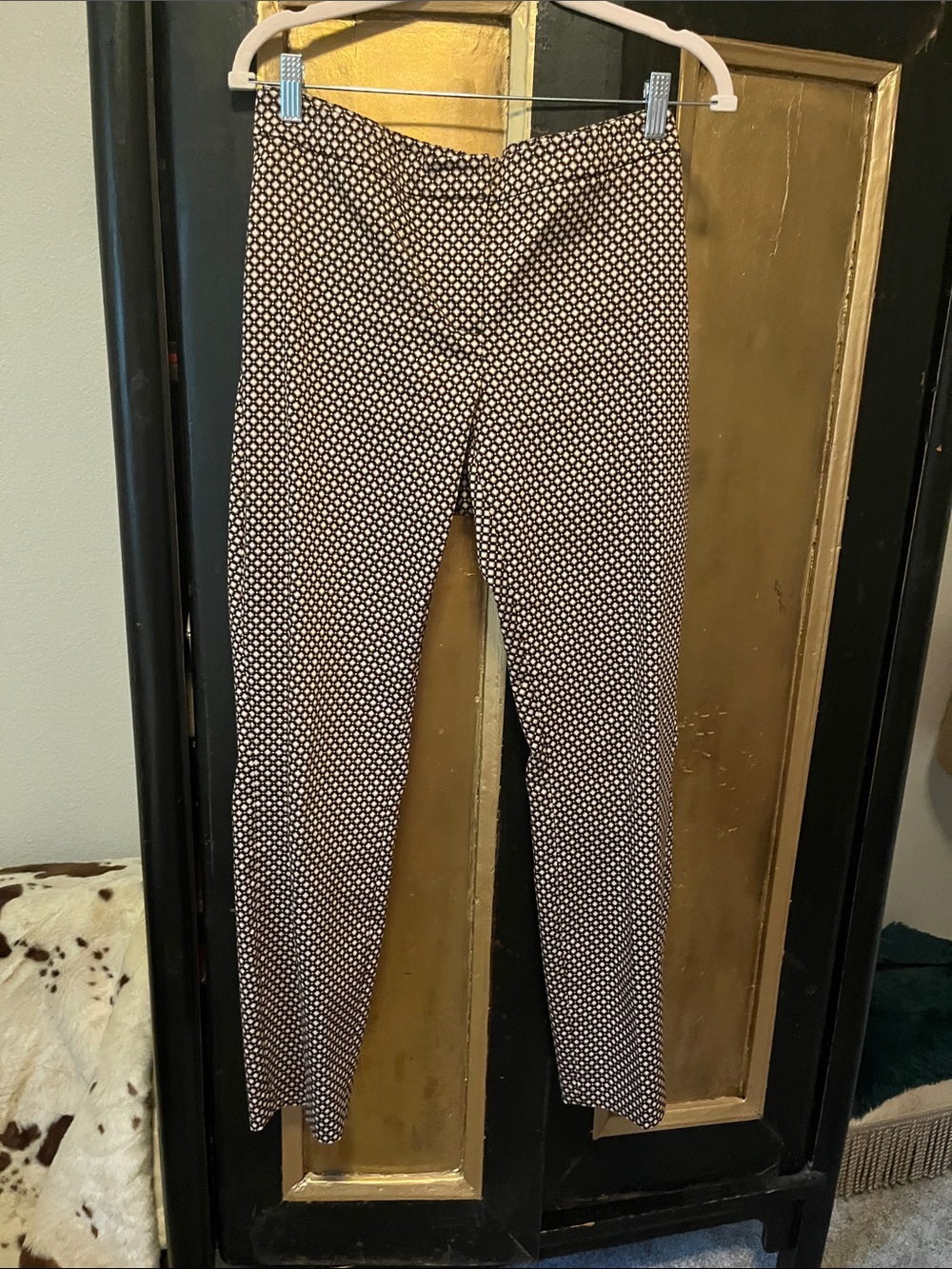 Cynthia Rowley Geometric Print Pants in Black & Tan